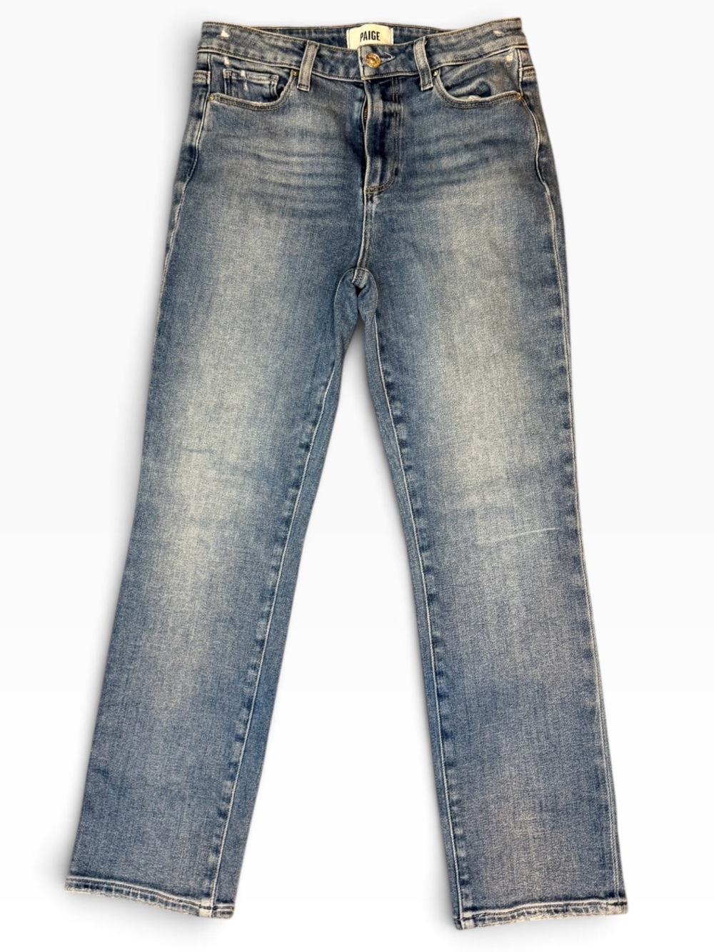 PAIGE Cindy Cropped Washed Blue Straight Jeans 28